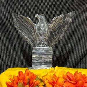 Gray Marble Eagle Sculpture 8” high 9” wide